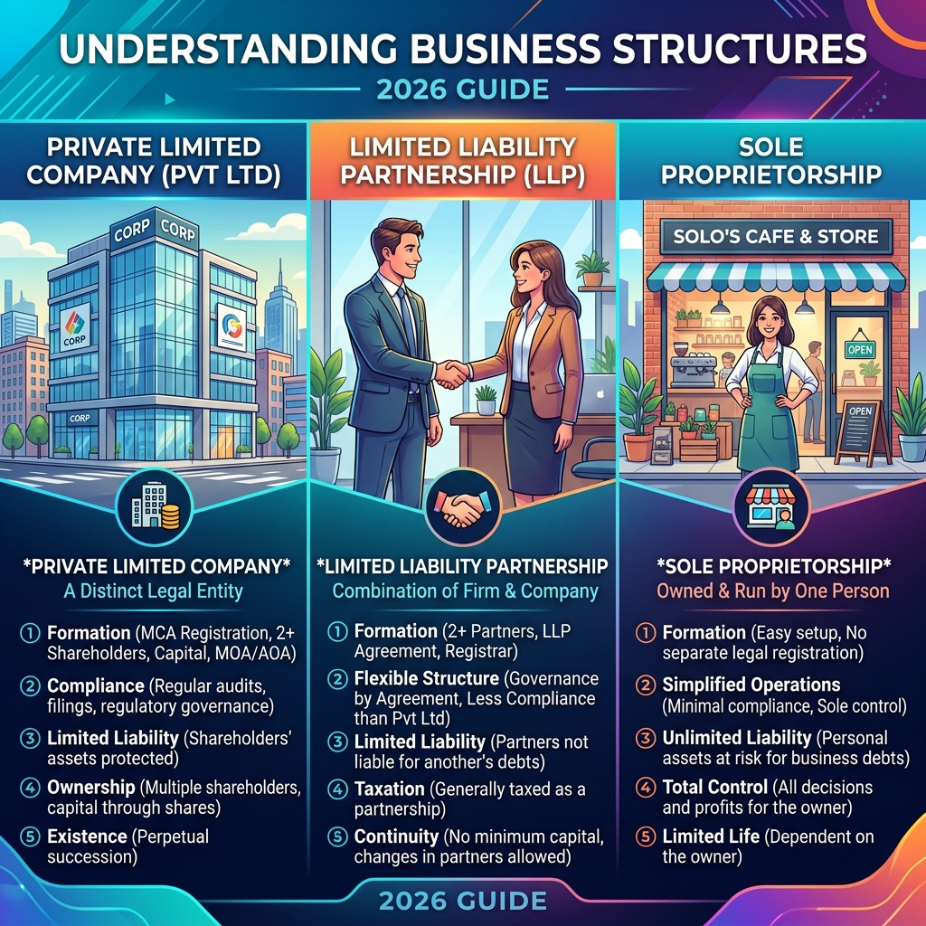 private limited vs llp vs proprietorship 2026